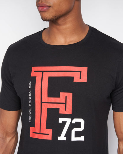 French Connection Mens Premium Half Sleeve Crew Neck T-Shirt with Letter Print Logo Design