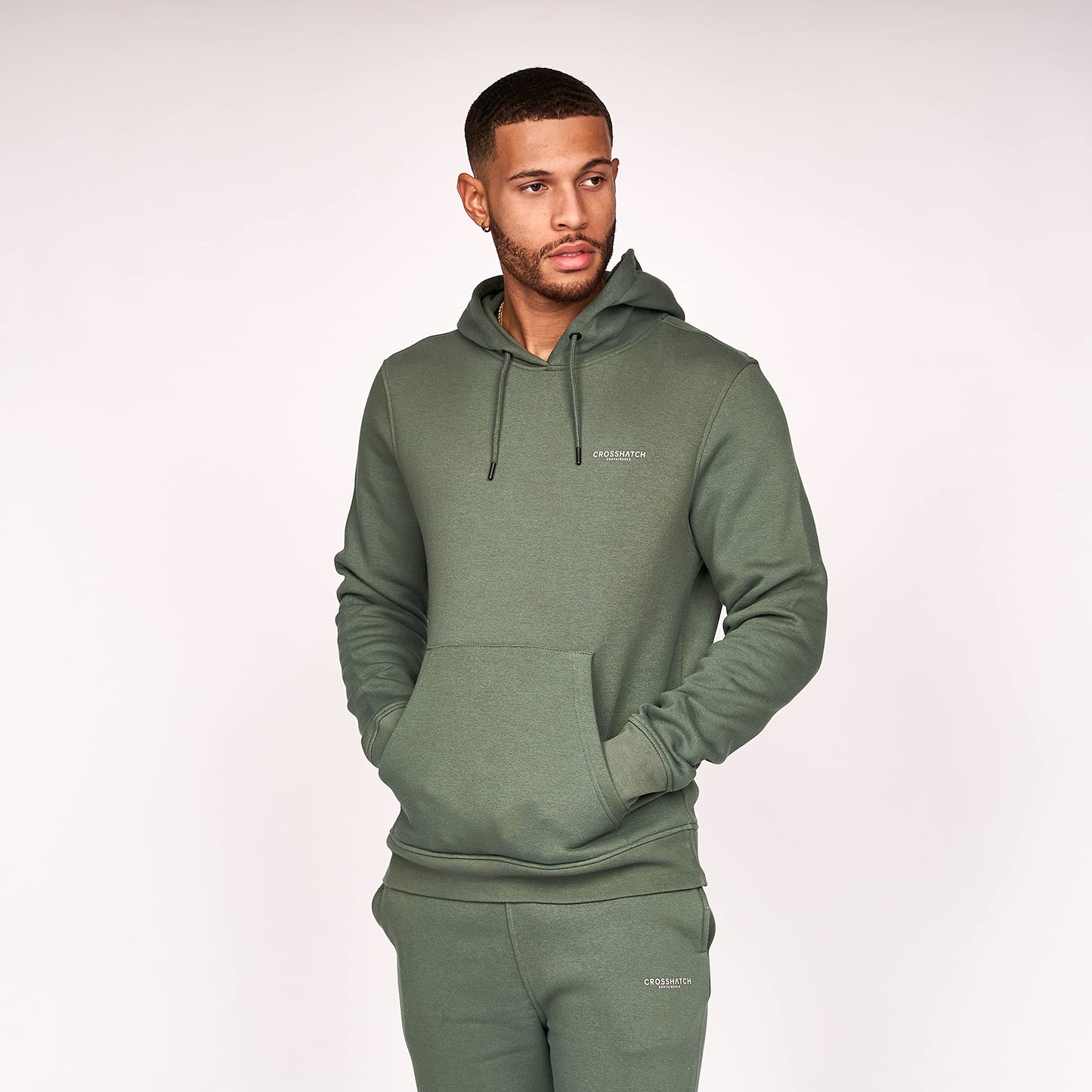 Crosshatch Mens Plain (2 Pack) Hoodie Casual Hooded Sweatshirt Overhead Pullover made from Sustainable Cotton and recycled plastic