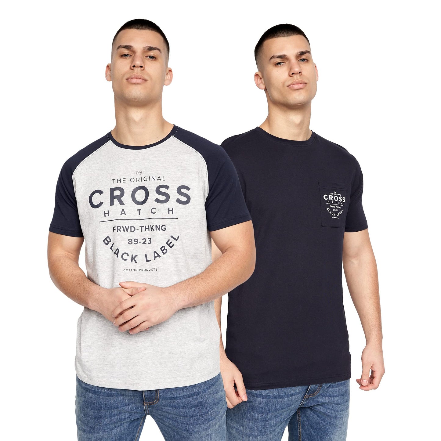 Crosshatch Men's Premium Half Sleeve Crew Neck T-Shirt with Letter Print Logo Design