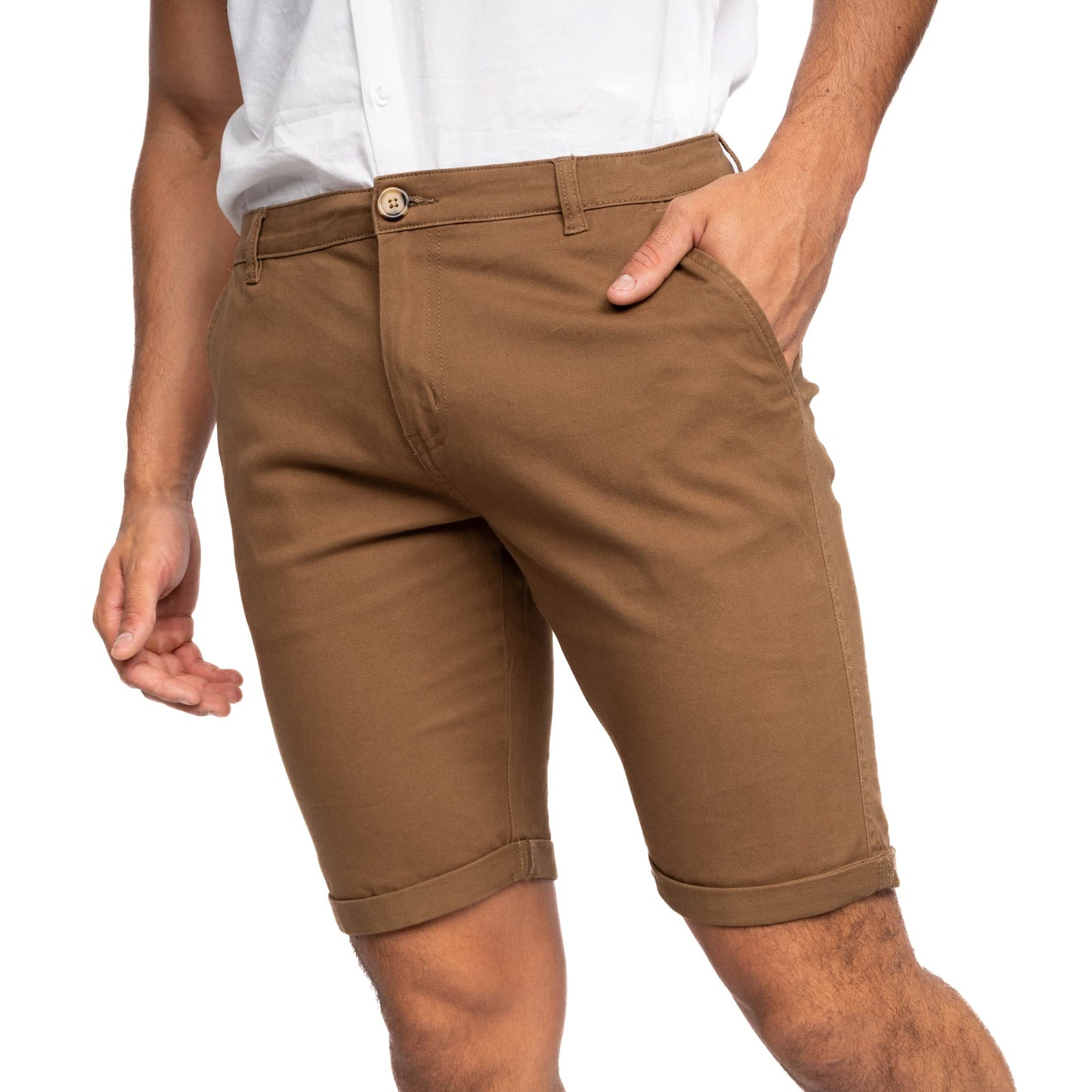 Crosshatch Mens Slim Fit Chino Cotton Summer Casual Shorts