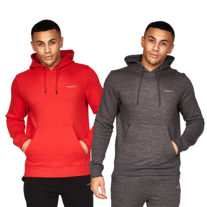 Crosshatch Mens Plain (2 Pack) Hoodie Casual Hooded Sweatshirt Overhead Pullover made from Sustainable Cotton and recycled plastic