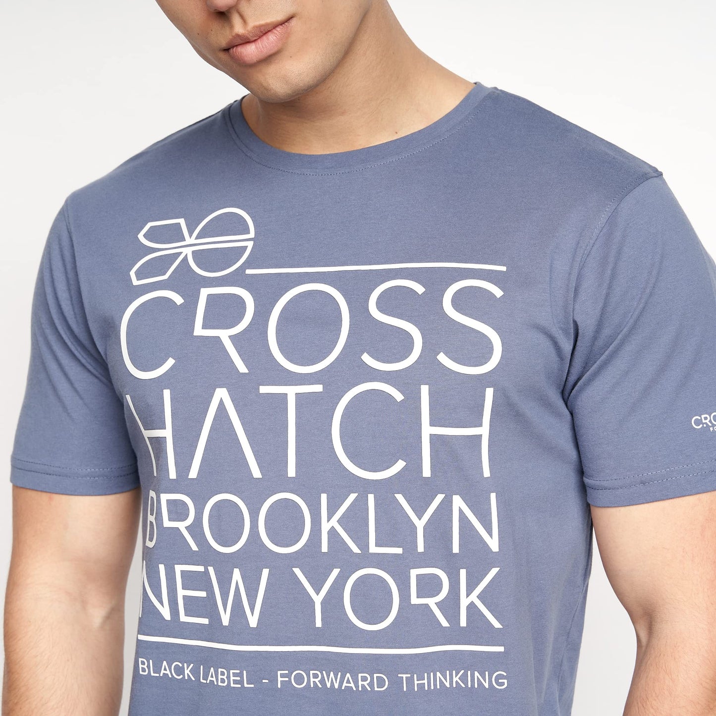Crosshatch Men's Premium Half Sleeve Crew Neck T-Shirt with Letter Print Logo Design